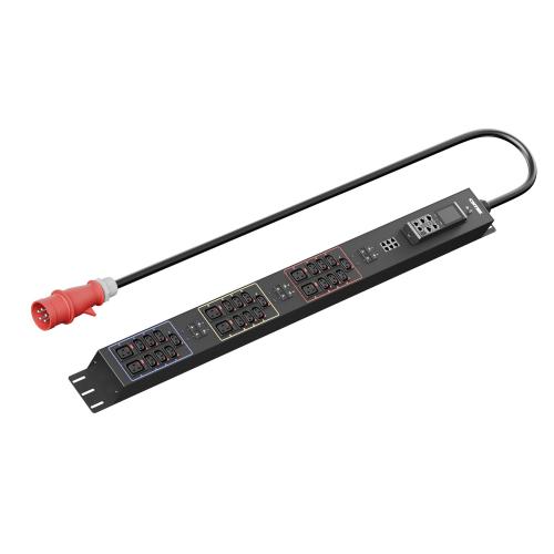 Панель распределения ONTEK PDU Managed OMPC4 вертикальная 32A/3ф, с мини-выключателем, выход - C13 x 21 шт. / C19 x 12 шт., кабель 3 м, IEC60309 5p