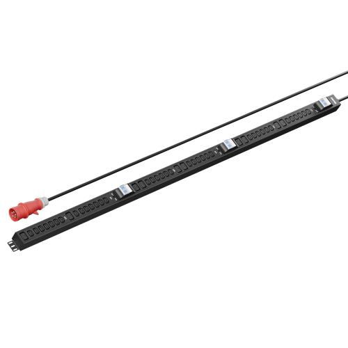Панель распределения ONTEK PDU Basic OBPA10 вертикальная 32A/3ф, с авт. выключателем, выход - C13 x 38 шт. / C19 x 10 шт., кабель 1.8 м, IEC60309 5p