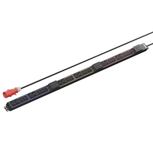 Панель распределения ONTEK PDU Basic OBPA6 вертикальная 32A/3ф, с мини-выключателем 16А 6шт, выход - C13 x 21 шт. / C19 x 12 шт., кабель 3 м, IEC60309 5p