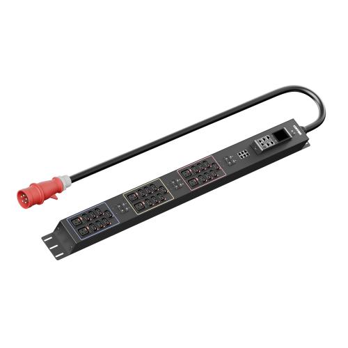 Панель распределения ONTEK PDU Managed OMPC3 вертикальная 32A/3ф, с мини-выключателем, выход - C13 x 21 шт. / C19 x 6 шт., кабель 3 м, IEC60309 5p