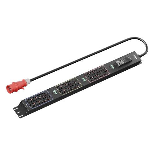 Панель распределения ONTEK PDU Metered Input ОМРВ8 вертикальная c функцией удаленного мониторинга, 32A/3ф, с мини-выключателем 16А 6шт, выход - C13 x 21 шт. / C19 x 12 шт., IEC60309 5p