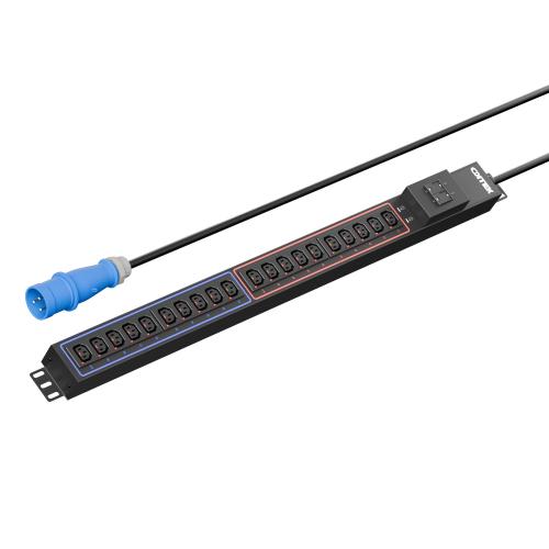 Панель распределения ONTEK PDU Basic OBPA4 вертикальная 32A/1ф, с мини-выключателем 2шт, выход - C13 x 20 шт., кабель 3 м, IEC60309 3p