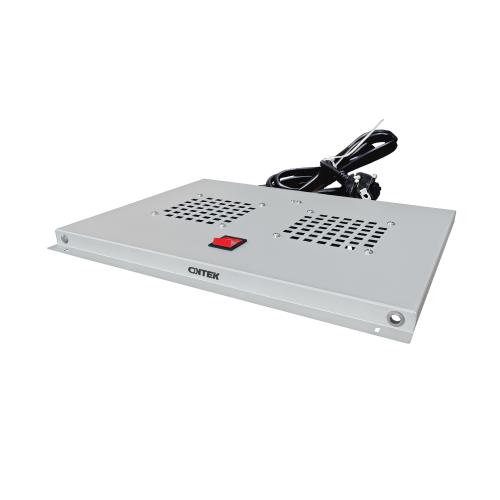 Модуль вентиляторный ONTEK CFMTC600WOT2-7035 потолочный для шкафов серии TC глубиной 600мм на 2 элемента потолочный без термостата, серый RAL 7035