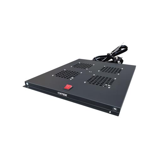 Модуль вентиляторный ONTEK CFMTC800WOT4-9005 потолочный для шкафов серии TC глубиной 800мм на 4 элемента потолочный без термостата, черный RAL 9005