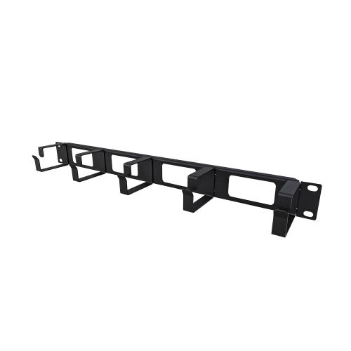Организатор кабельный горизонтальный ONTEK CO1U5W/65-9005, крепление 19 1U с окошками, 5 колец глубиной 65мм, металл, черный RAL 9005