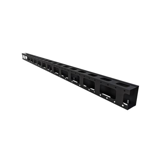 Органайзер кабельный вертикальный ONTEK COV42UWF100/800-9005, 42U с крышкой, ширина 100мм, для шкафов серии TC шириной 800мм, черный RAL 9005