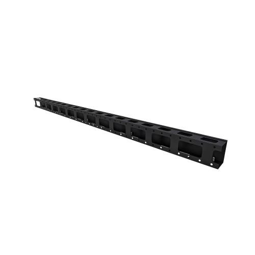 Органайзер кабельный вертикальный ONTEK COV47UWF100/800-9005, 47U с крышкой, ширина 100мм, для шкафов серии TC шириной 800мм, черный RAL 9005
