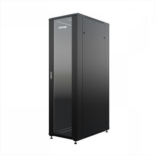 Шкаф напольный универсальный серверный ONTEK TC 32U 600х1000мм, 4 профиля 19, двери стекло и сплошная металл, боковые стенки съемные, регулируемые опоры, разобранный, черный RAL 9005