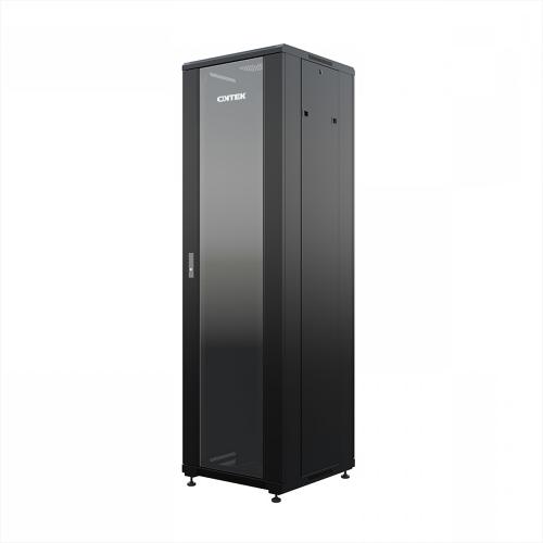 Шкаф напольный универсальный серверный ONTEK TC 42U 600х600мм, 4 профиля 19, двери стекло и сплошная металл, боковые стенки съемные, регулируемые опоры, разобранный, черный RAL 9005