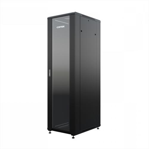 Шкаф напольный универсальный серверный ONTEK TC 47U 600х800мм, 4 профиля 19, двери стекло и сплошная металл, боковые стенки съемные, регулируемые опоры, разобранный, черный RAL 9005