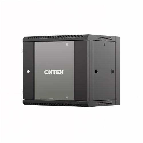 Шкаф настенный телекоммуникационный ONTEK TSN 12U 600х450х635мм, 2 профиля 19, дверь стеклянная, боковые стенки съемные, задняя стенка, разобранный, черный RAL 9005
