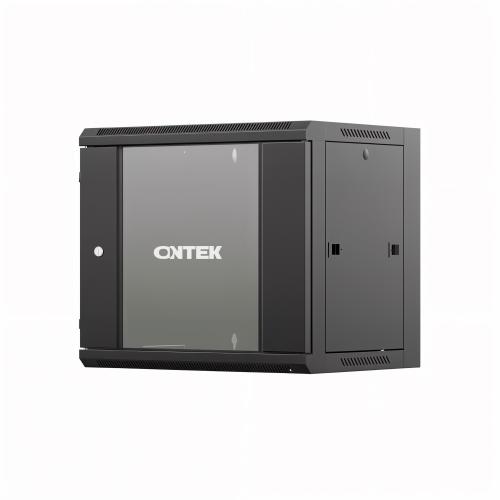 Шкаф настенный телекоммуникационный ONTEK TSN 12U 600х600х635мм, 2 профиля 19, дверь стеклянная, боковые стенки съемные, задняя стенка, разобранный, черный RAL 9005