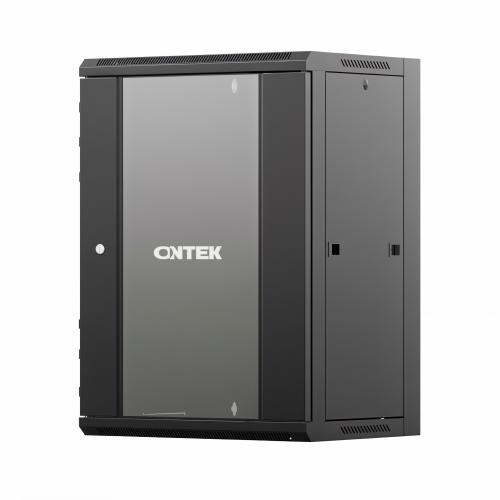 Шкаф настенный телекоммуникационный ONTEK TSN 18U 600х600х964мм, 2 профиля 19, дверь стеклянная, боковые стенки съемные, задняя стенка, разобранный, черный RAL 9005