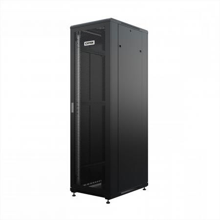 Шкаф напольный универсальный серверный ONTEK TC 18U 600х600мм, 4 профиля 19, двери перфорированная и перфорированная двухстворчатая, бок. стенки съемные, рег. опоры, разобр., черн. RAL 9005