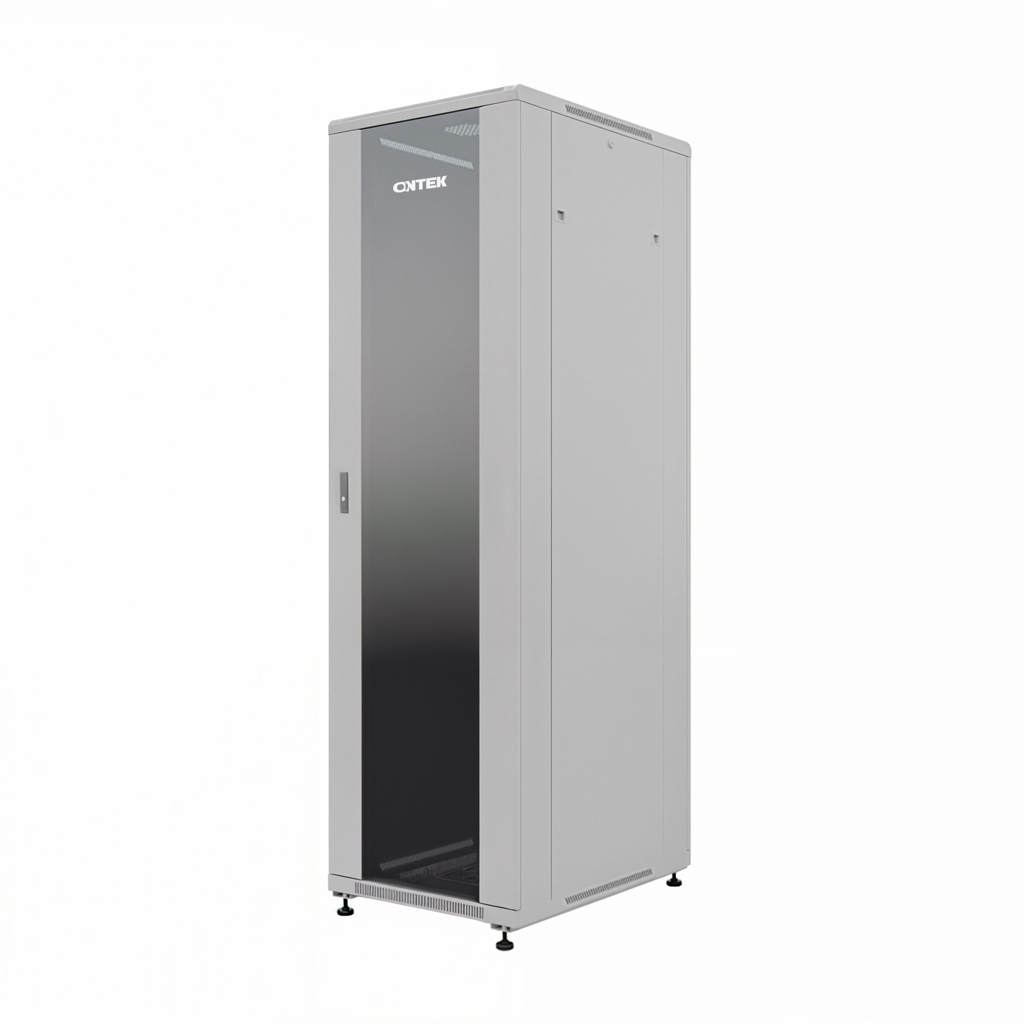 Шкаф напольный универсальный серверный ONTEK TC 42U 800х800мм, 4 профиля 19, двери стекло и сплошная металл, боковые стенки съемные, регулируемые опоры, разобранный, серый RAL 7035
